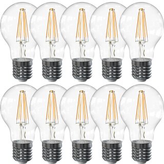 10 x LED Filament Glühbirne 8W = 75W 1050lm E27 Glühlampe Glühfaden warmweiß 2700K 360°