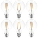 6 x LED Filament Globe G80 8W = 75W E27 klar 1055lm...
