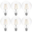 6 x LED Filament Globe G95 8W = 75W E27 klar 1055lm warmweiß 2700K