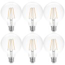 6 x LED Filament Globe G95 8W = 75W E27 klar 1055lm warmweiß 2700K