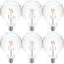 6 x LED Filament Globe G125 8W = 60W E27 klar 806lm...