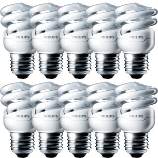 10 x Philips Energiesparlampe Tornado 8W = 45W E27 Spirale warmweiß 2700K