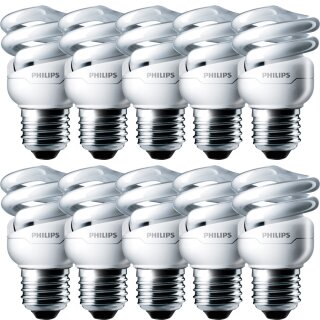 10 x Philips Energiesparlampe Tornado 8W = 45W E27 Spirale warmweiß 2700K