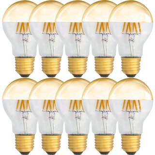 10 x LED Filament Kopfspiegel GOLD 4W = 40W E27 AGL Glühlampe Glühbirne Glühfaden warmweiß