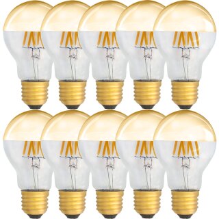 10 x LED Filament Kopfspiegel GOLD 4W = 40W E27 AGL Glühlampe Glühbirne Glühfaden warmweiß