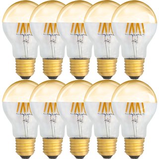 10 x LED Filament Kopfspiegel GOLD 6W = 60W E27 AGL Glühlampe Glühbirne Glühfaden warmweiß