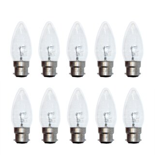 10 x Leuci Mirabella Kerze Glühbirne 60W B22 klar Glühbirnen B22d 60 Watt Glühlampe Glühlampen