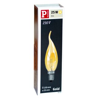 Paulmann Kerze windstoß gold 25W E14 Kerzen 25 Watt 513.27 Glühbirne Glühlampe