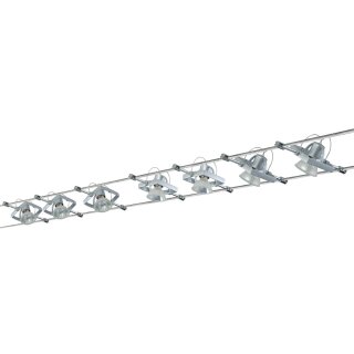 Paulmann Seilsystem Seil-Set Halogen MAC II 7 x 20W GU5,3 Wire 12V Aluminium inkl. Leuchtmittel
