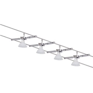 Paulmann Seilsystem Seil-Set Halogen Togo 150 4 x 35W GU5,3 12V Chrom inkl. Leuchtmittel