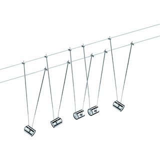 Paulmann Seilsystem Seil-Set Halogen TeleComet II 5 x 20W GU4 12V Chrom inkl. Leuchtmittel