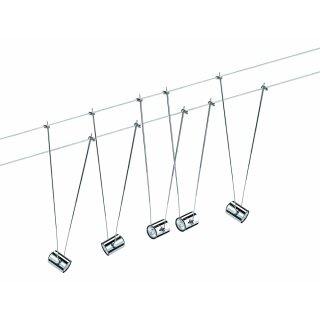 Paulmann Seilsystem Seil-Set Halogen TeleComet II 5 x 20W GU4 12V Chrom inkl. Leuchtmittel