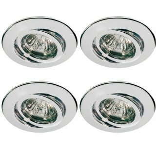 4 x Paulmann Einbauleuchten Einbaustrahler Set schwenkbar Chrom 4 x 50W GU10 Halogen warmweiß dimmbar