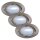 3 x Möbel Einbauleuchten Einbaustrahler Set Klipp Klapp Eisen gebürstet 3 x 20W G4 12V Halogen