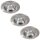 3 x Einbauleuchten Einbaustrahler Set Eisen gebürstet 3 x 35W GU5,3 12V Halogen