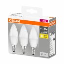 3 x Osram LED Leuchtmittel Kerze 5,7W = 40W E14 matt 470lm warmweiß 2700K