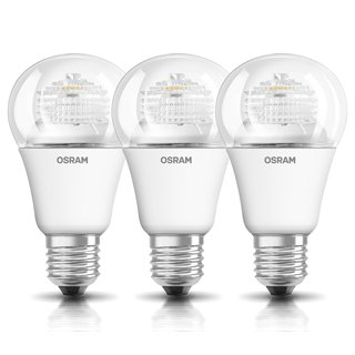 3 x Osram LED Leuchtmittel Birnenform 8W = 60W E27 klar warmweiß LED Star Classic A60