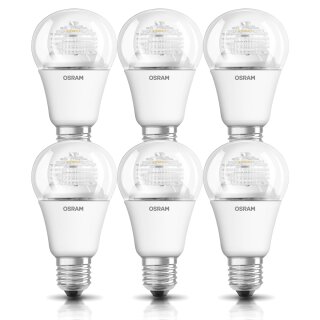6 x Osram LED Leuchtmittel Birnenform 8W = 60W E27 klar...