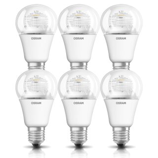 6 x Osram LED Leuchtmittel Birnenform 8W = 60W E27 klar warmweiß LED Star Classic A60