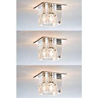 3 x Einbauleuchten Einbaustrahler Set Quality Glassy Cube 3 x 10W 12V G4 Halogen & Netzteil