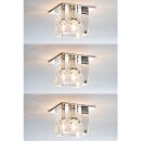 3 x Einbauleuchten Einbaustrahler Set Quality Glassy Cube 3 x 10W 12V G4 Halogen & Netzteil