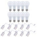 10 x LED Leuchtmittel 15W = 100W E27 matt 1490lm warmweiß + 10 x Baufassung Renovierfassung Lampenfassung weiß