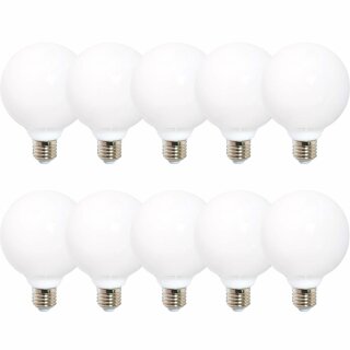 10 x LED Filament Leuchtmittel Globe G120 8W = 60W E27 opal matt 360° warmweiß 2700K