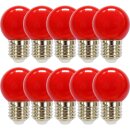 10 x LED Leuchtmittel Tropfen Kugel 2W E27 360° ROT