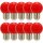 10 x LED Leuchtmittel Tropfen Kugel 2W E27 360° ROT