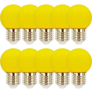 10 x LED Leuchtmittel Tropfen Kugel 2W E27 360° GELB.