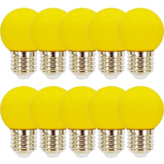 10 x LED Leuchtmittel Tropfen Kugel 2W E27 360° GELB.