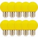 10 x LED Leuchtmittel Tropfen Kugel 2W E27 360° GELB.
