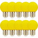 10 x LED Leuchtmittel Tropfen Kugel 2W E27 360° GELB.