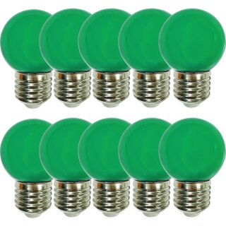 10 x LED Leuchtmittel Tropfen Kugel 2W E27 360° GRÜN