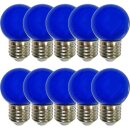 10 x LED Leuchtmittel Tropfen Kugel 2W E27 360° BLAU