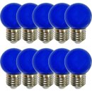 10 x LED Leuchtmittel Tropfen Kugel 2W E27 360° BLAU