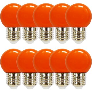 10 x LED Leuchtmittel Tropfen Kugel 2W E27 360° ORANGE