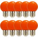 10 x LED Leuchtmittel Tropfen Kugel 2W E27 360° ORANGE