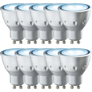 10 x Paulmann LED Leuchtmittel Reflektor 5W GU10 Ice Blue ultra kalt 30°