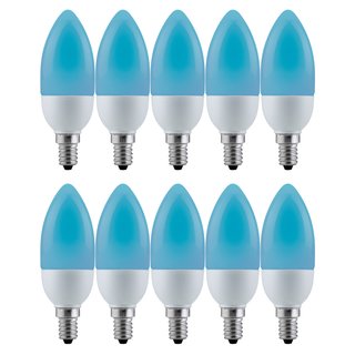10 x Paulmann ESL Energiesparlampe Kerze Color 5W E14 Blau