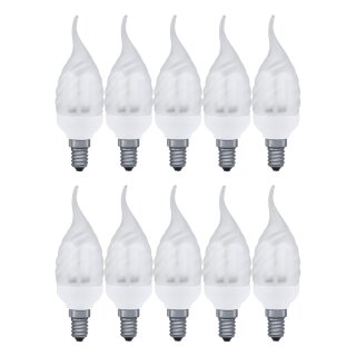 10 x Paulmann ESL Energiesparlampe Kerze 7W E14 Windstoß cosy gedreht satin matt warmweiß 2700K