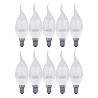 10 x Paulmann ESL Energiesparlampe Kerze 7W E14 Windstoß cosy gedreht satin matt warmweiß 2700K