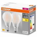 2 x Osram LED Leuchtmittel Base Classic A Birnenform 4W = 40W E27 matt 470lm warmweiß 2700K