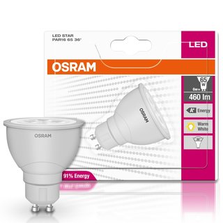 Osram LED Leuchtmittel Reflektor 6W = 65W GU10 PAR16 Warmweiß 2700K 36°