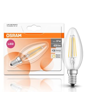 Osram LED Filament Leuchtmittel Kerze 4W fast 40W E14 klar 2700K warmweiß