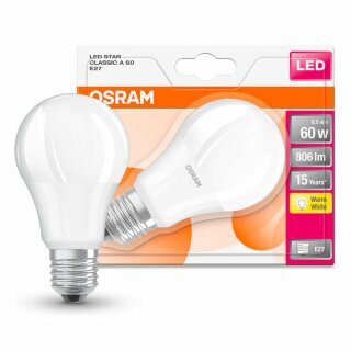 Osram LED Star Classic A Leuchtmittel Birnenform 8W = 60W E27 matt 806lm warmweiß 2700K