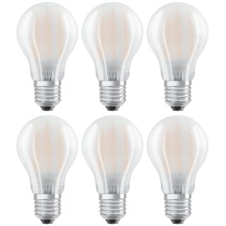 6 x Osram LED Filament Leuchtmittel Birnenform 6,5W = 60W E27 matt 806lm warmweiß 2700K