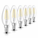 6 x Osram LED Filament Leuchtmittel Kerze 4W fast 40W E14 klar 2700K warmweiß