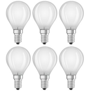 6 x Osram LED Filament Tropfen CLASSIC P25 2,5W = 25W E14 matt warmweiß 2700K