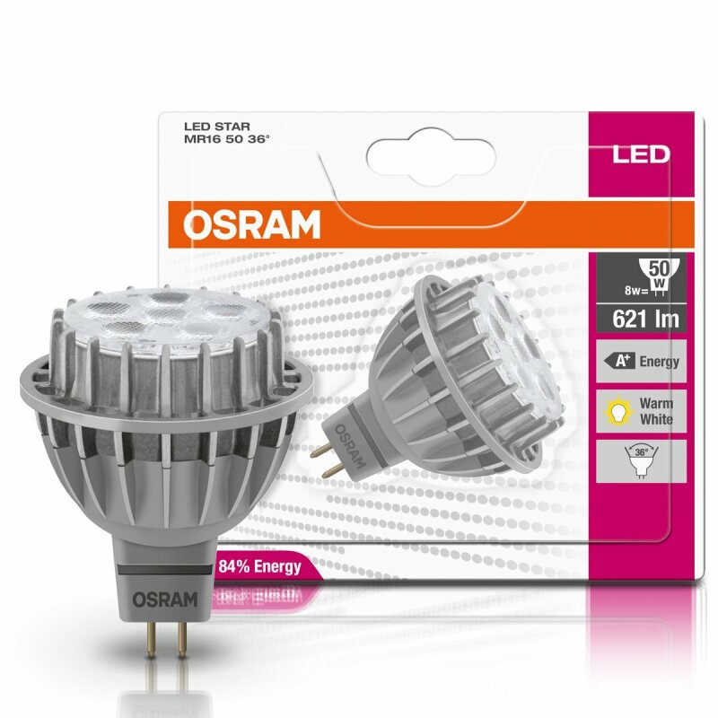 Osram LED Star Leuchtmittel 8W = 50W GU5,3 MR16 621lm warmweiß 2700K